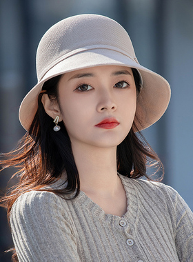 防晒帽子女款2026新款夏季显脸小遮阳帽女时尚洋气夏天太阳渔夫帽