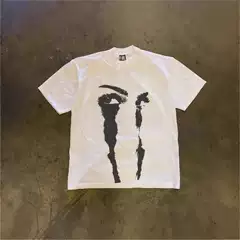 250gsm Heavyweight Pure Cotton! American-Style Eye Face Print Pure Cotton Unisex Couple Short-Sleeve T-Shirt with Designer Graphic Top