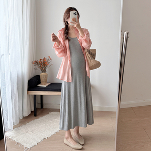 孕妇背心裙套装2026新款春装新款轻奢高级感两件套孕妇装连衣裙韩