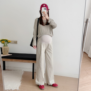 孕妇裤2026新款春季外穿不勒肚子小个子孕晚期春装阔腿直筒牛仔裤