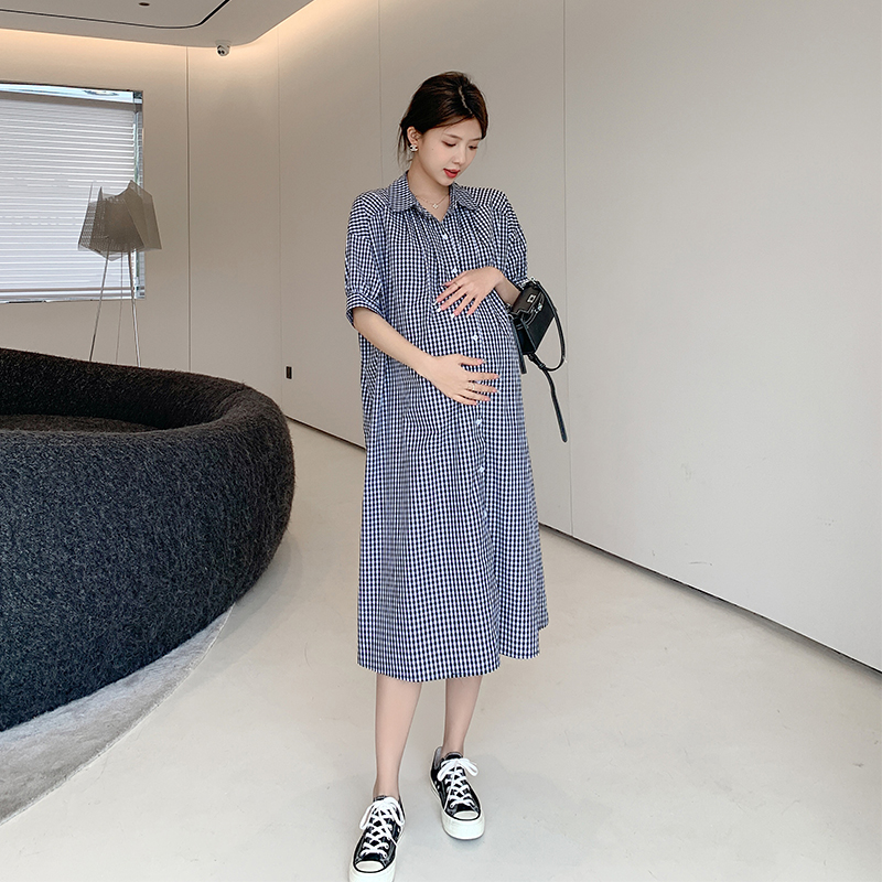 孕妇连衣裙夏款高级感夏季长款大码宽松显瘦孕妇装夏装衬衫裙子韩