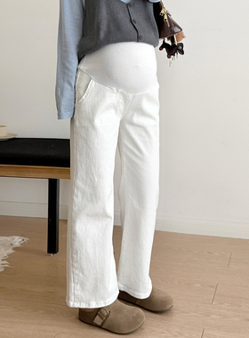 孕妇牛仔裤2026新款春装阔腿小个子外穿孕晚期大码春夏白色九分裤