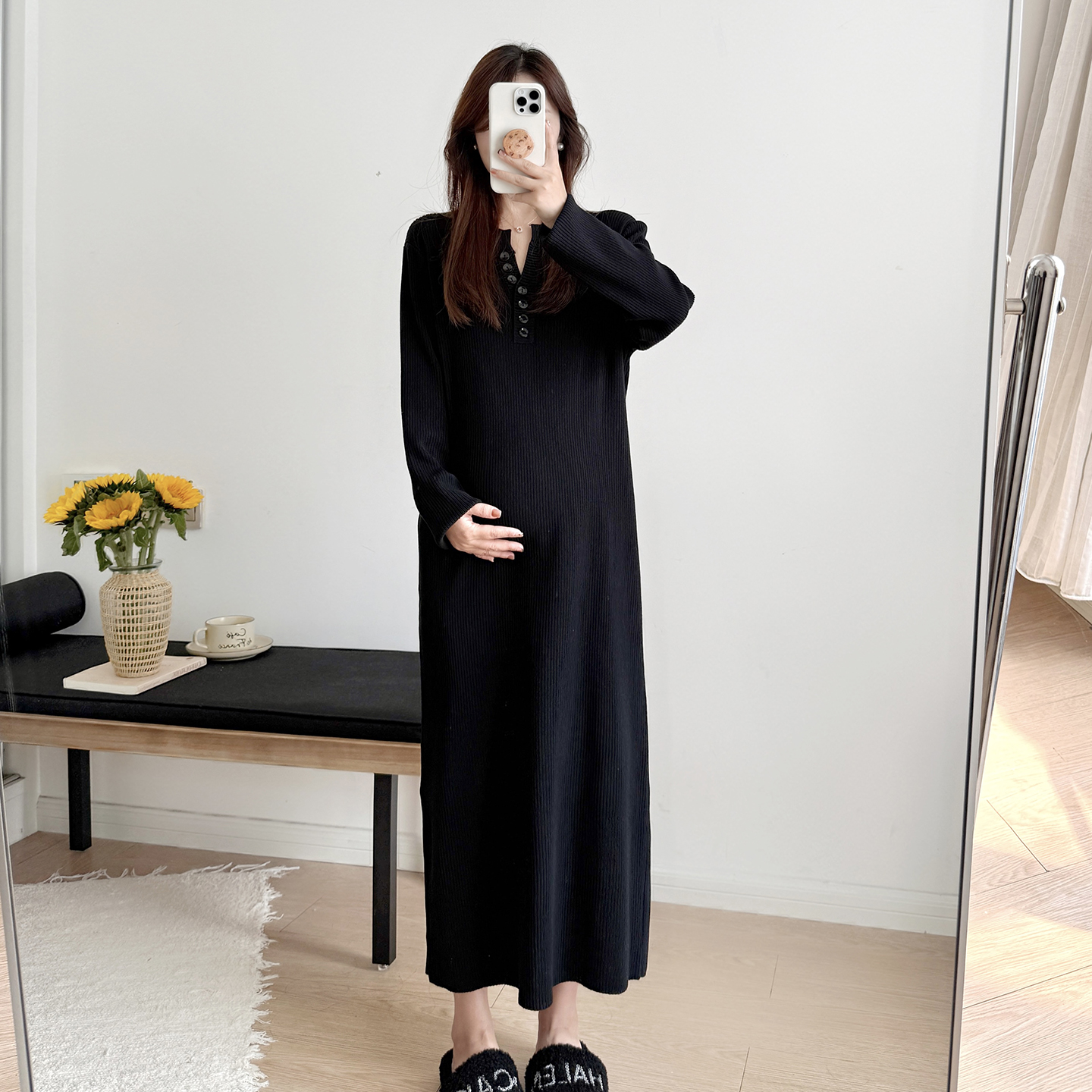 简育显瘦孕妇针织连衣裙