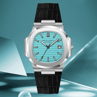 绿色鹦鹉螺手表男机械表经典钢王大品牌商务高档奢华夜光真皮腕表