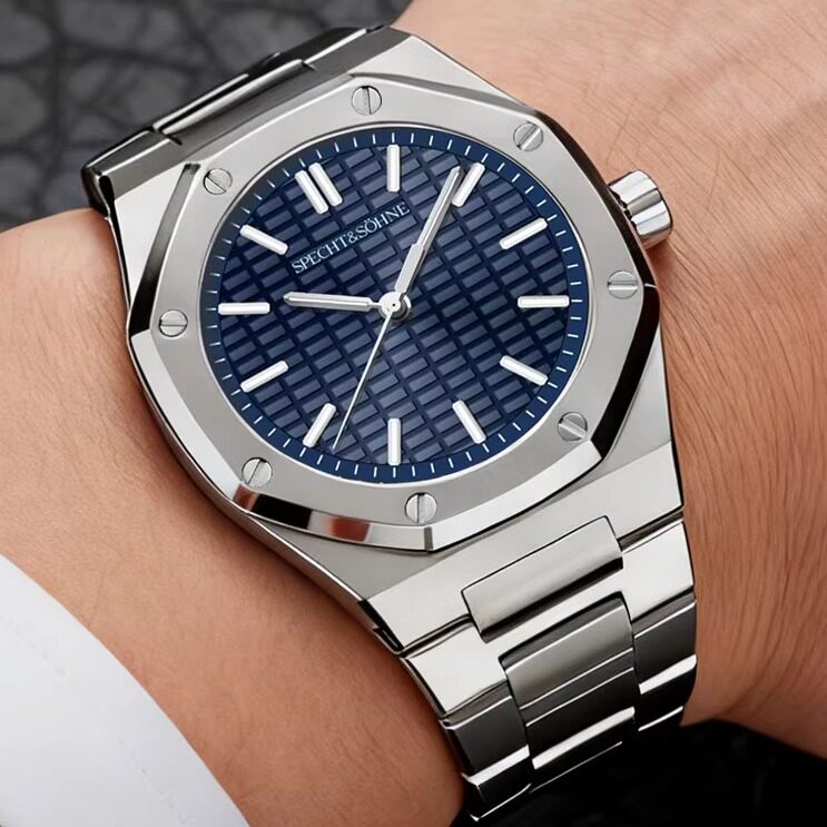 specht&sohne男士手表八角形不锈钢超薄夜光防水橡树石英机芯腕表