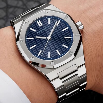 specht&sohne男士手表八角形不锈钢超薄夜光防水橡树石英机芯腕表