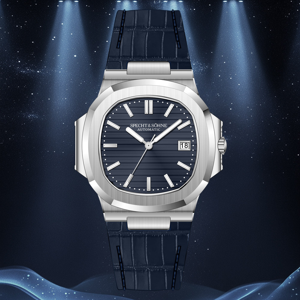 40MM蓝盘鹦鹉螺钢王全自动机械表奢华商务高端防水夜光男士手表