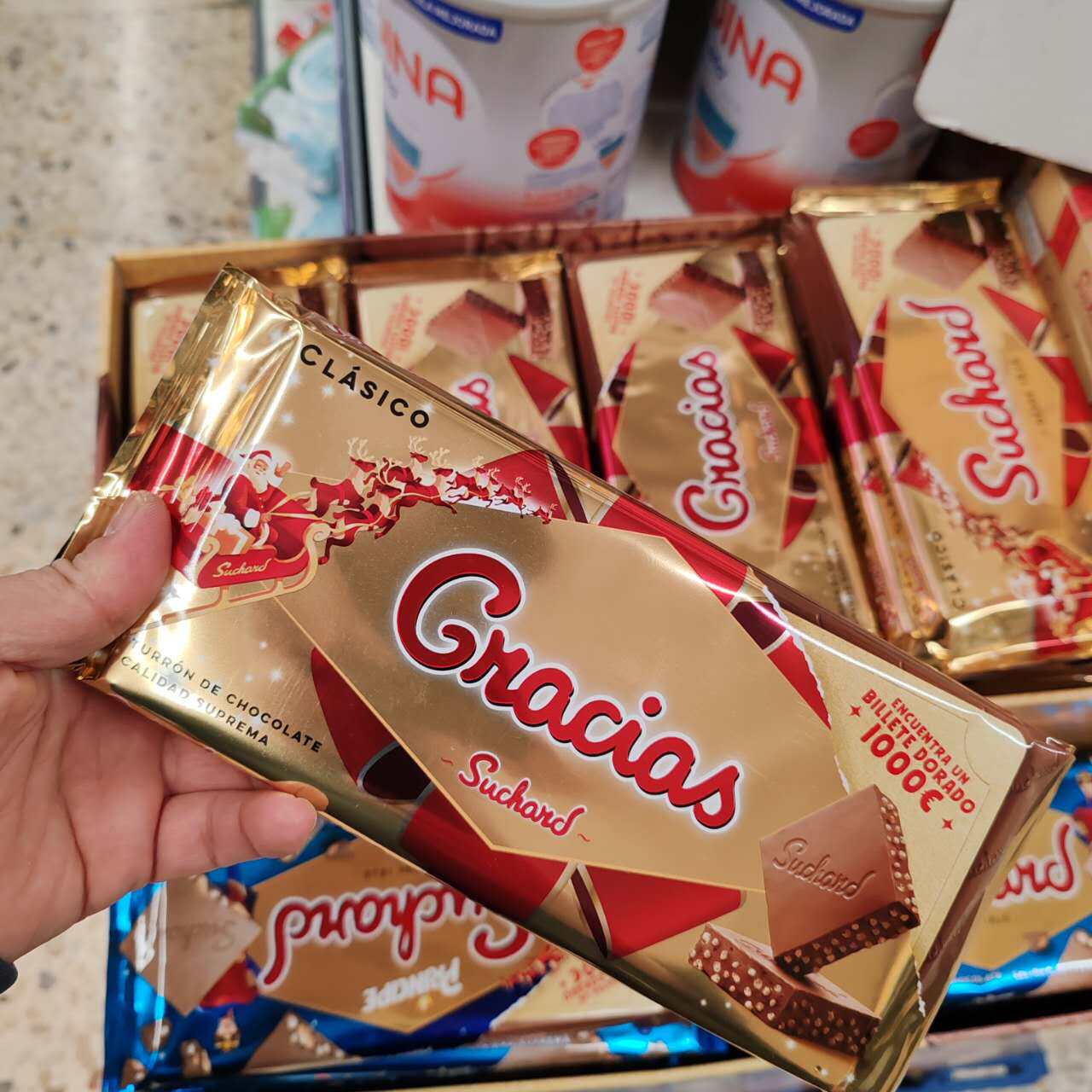 旺购上品西班牙代购SUCHARD 巧克力酥脆米糖 TURRON 圣诞节糖果