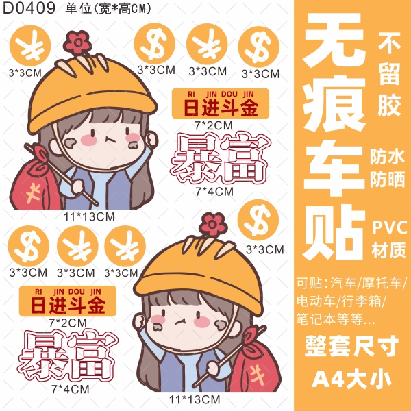 黄人电动车贴纸装饰防水防晒