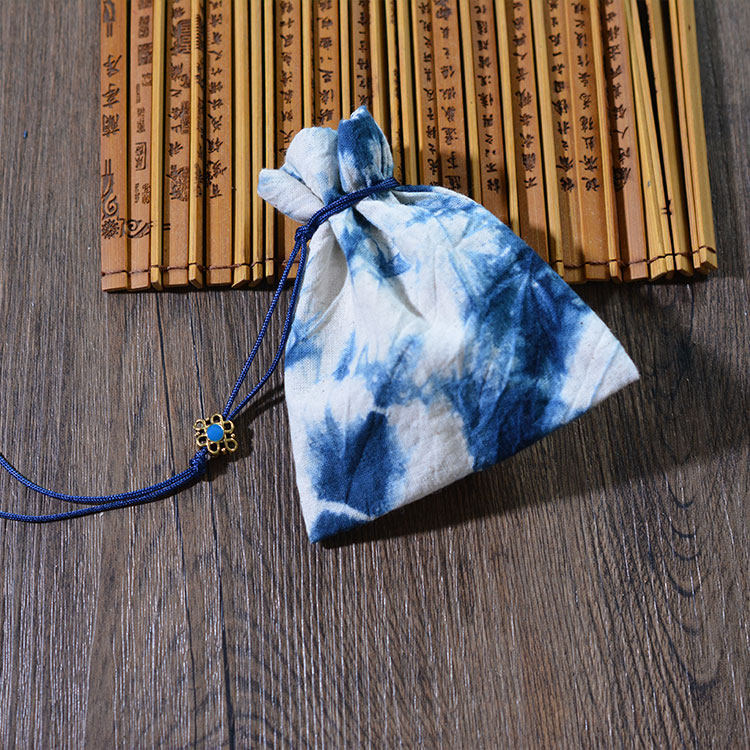 布滋味 草木扎染手工香囊袋文玩收纳袋宝宝胎毛胎发荷包束口蓝染