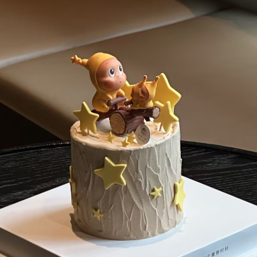 跷跷板星星人生日蛋糕装饰可爱卡通儿童男孩女孩甜品泡泡玛特r