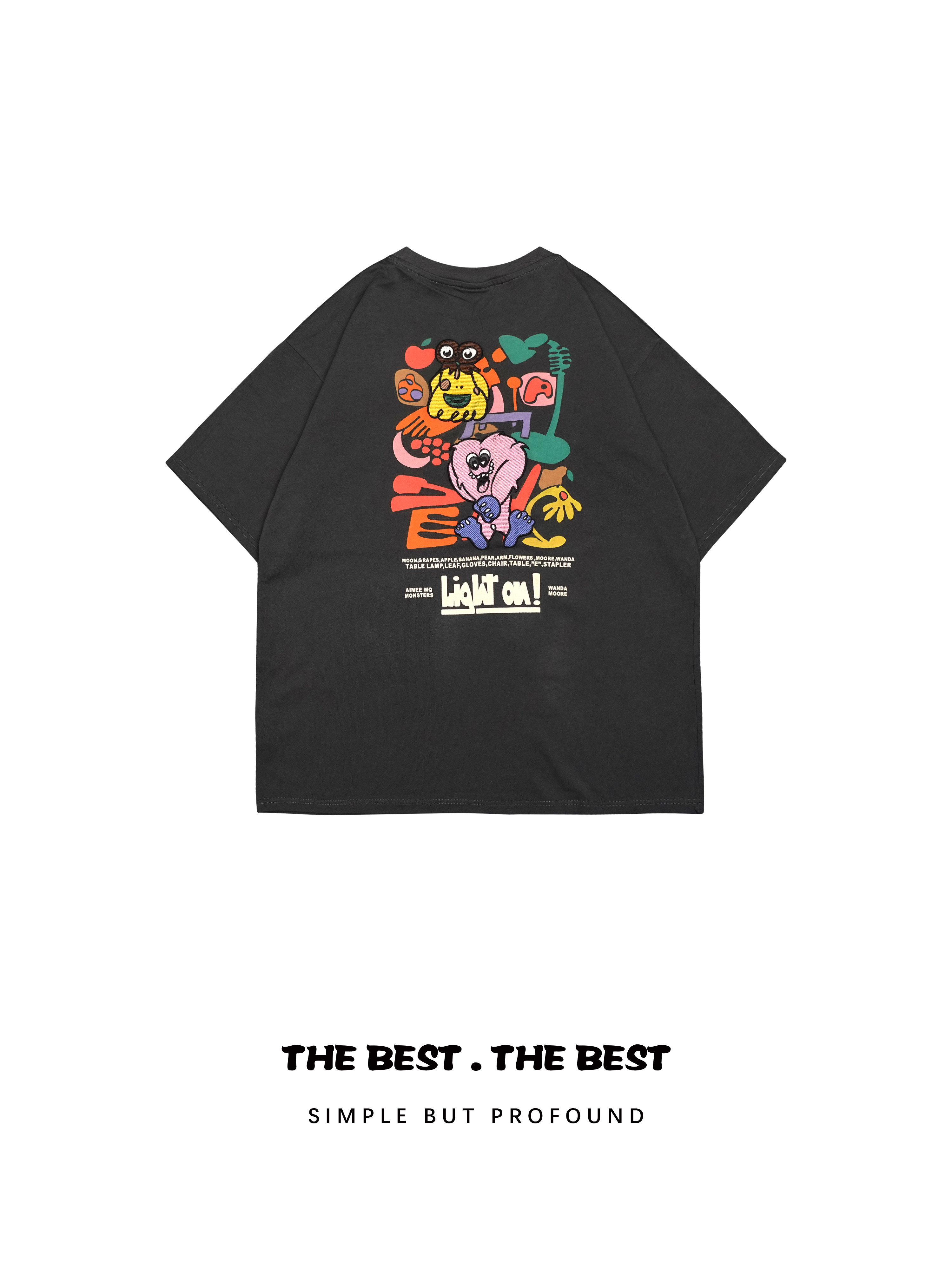 AIMEEWQ 新款毛巾绣短袖青春活力卡通百搭宽松短袖 6758