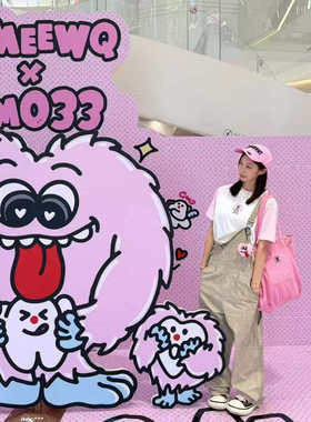 AIMEEWQ 25新款小怪兽休闲梭织纯棉复古口袋工装背带裤 AMS0250