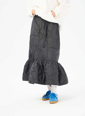 AIMEEWQ新款小怪兽梭织户外鱼尾裙复古绗缝飞行员绗棉长裙AMS1008