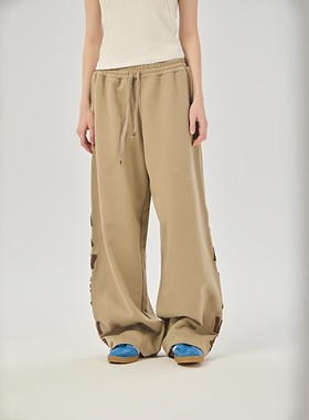 AIMEEWQ  26新款春季小怪兽450克大毛圈闪耀字母刺绣长裤 AMS0860