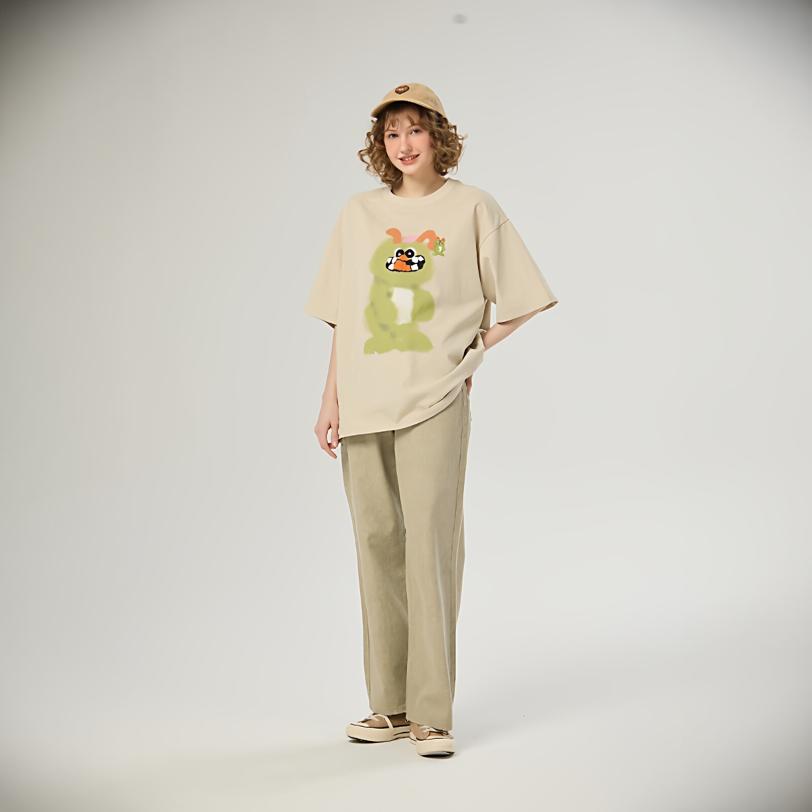 AIMEEWQ 25新款宽松线下专柜爆款印花圆领IKARI图案短袖 AM0170-1