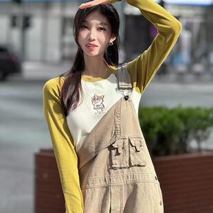 高腰秋冬梭织背带裤 复古宽松显瘦简约商场同款 S6982 新款 aimeewq