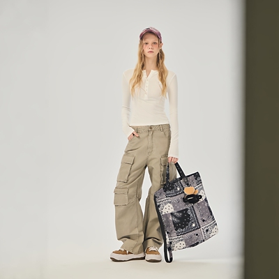 春秋小怪兽纯棉帆布水洗工装裤