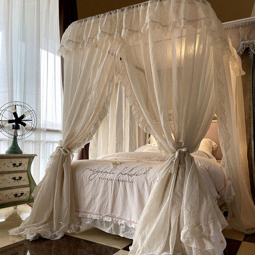 亚麻铝合金三开门加密家用床幔