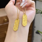 沙金饰品仿真金吉言碎冰冰吊坠项链女久不掉色小众设计感首饰新款