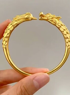 金店同款古法龙凤开口手镯久不掉色复古中国风小众高级感手饰手串