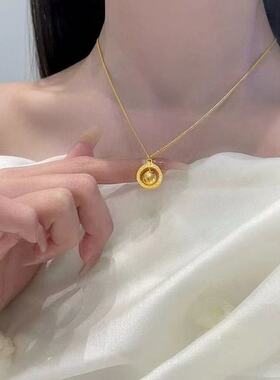 沙金饰品时来运转吸金石项链女款仿真金久不掉色新中式设计感首饰