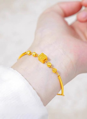 沙金碎冰冰方糖手链女仿真黄金转运珠手串小众轻奢高级感久不掉色