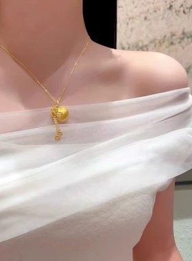 金店同款点钻蝴蝶结福袋流苏钱币项链女款新中式中国风葫芦首饰品