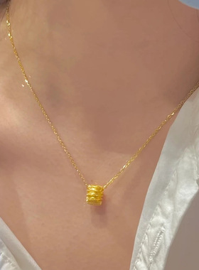 沙金饰品流行岁月拉丝小蛮腰项链轻奢小众设计感饰品女高级感首饰