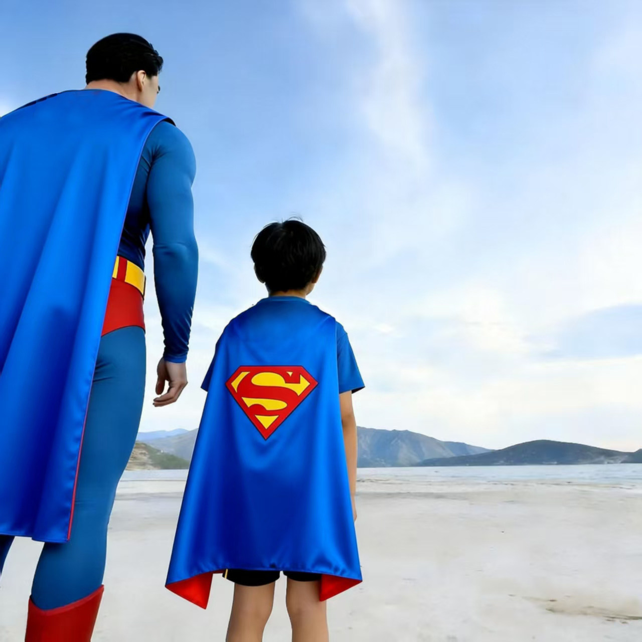 薄款披风儿童成人男女童cos英雄奥特曼超人斗篷舞台扮表演出服饰