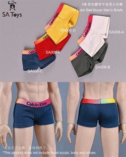 现货SA Toys SA006 ABCDE 1/6 彩色腰带平角男士内裤 男兵人 衣服