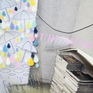 水怪家原创手帐胶带雨伞雨滴手帐胶带雨至临时避雨