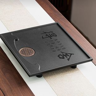 40*37嵌入式茶盘茶台整块茶桌乌金石茶几漏水泡茶简约石材