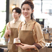 秋冬西餐咖啡烘焙面包店营业员衬衫 新款 餐厅服务员工作服衬衣长袖