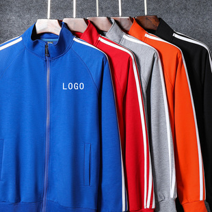 定制运动培训健身教练员工作服卫衣立领宽松开衫外套加绒印字LOGO