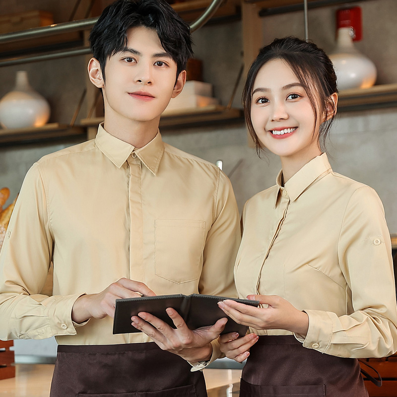 秋季服务员工作服长袖衬衫定制图片