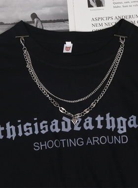 ins小众高级感服饰挂链百搭短袖T恤领口链条DIY一字扣猪鼻子链子