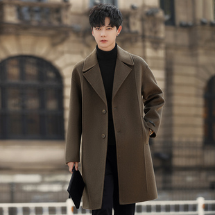 男士羊毛呢大衣中长款冬季加厚高级感双面绒外套妮子风衣2025新款