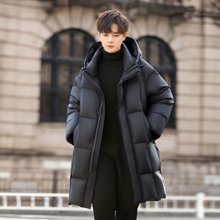 高充绒量羽绒服男士2025新款中长款冬季加厚保暖外套青少年防寒潮