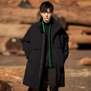 高端立领男士羽绒服中长款2025新款冬季加厚派克保暖风衣外套青年