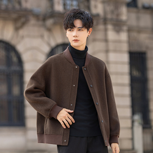 棒球领羊毛呢子外套男士2026年新款双面绒夹克休闲韩版短款青少年