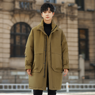 正品男士立领羽绒服中长款2025冬季新款加厚保暖风衣外套青少年潮