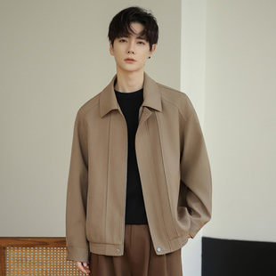 翻领夹克外套男士春秋季2025新款休闲宽松工装上衣高级感痞帅薄款