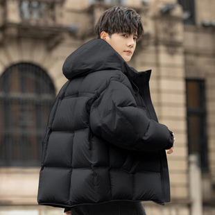 90绒高充绒量男士羽绒服冬季加厚2025新款连帽外套短款青少年学生