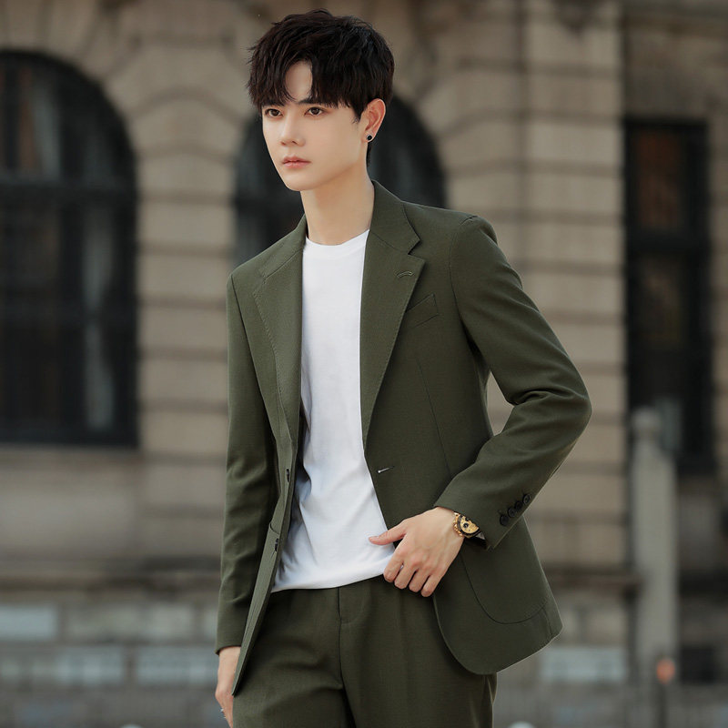 高端羊毛休闲西装男士套装结婚新郎薄款春秋季小西服外套上衣单件