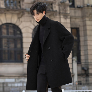 毛呢大衣男士羊毛呢子外套2025新款中长款双面绒风衣秋冬季加厚潮