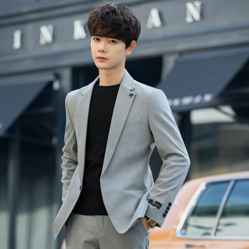 男士休闲西装套装高级感结婚新郎修身韩版痞帅小西服商务正装薄款