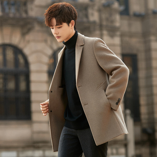 高端双面绒大衣男士羊毛呢子外套中长款秋冬季加厚商务英伦风风衣