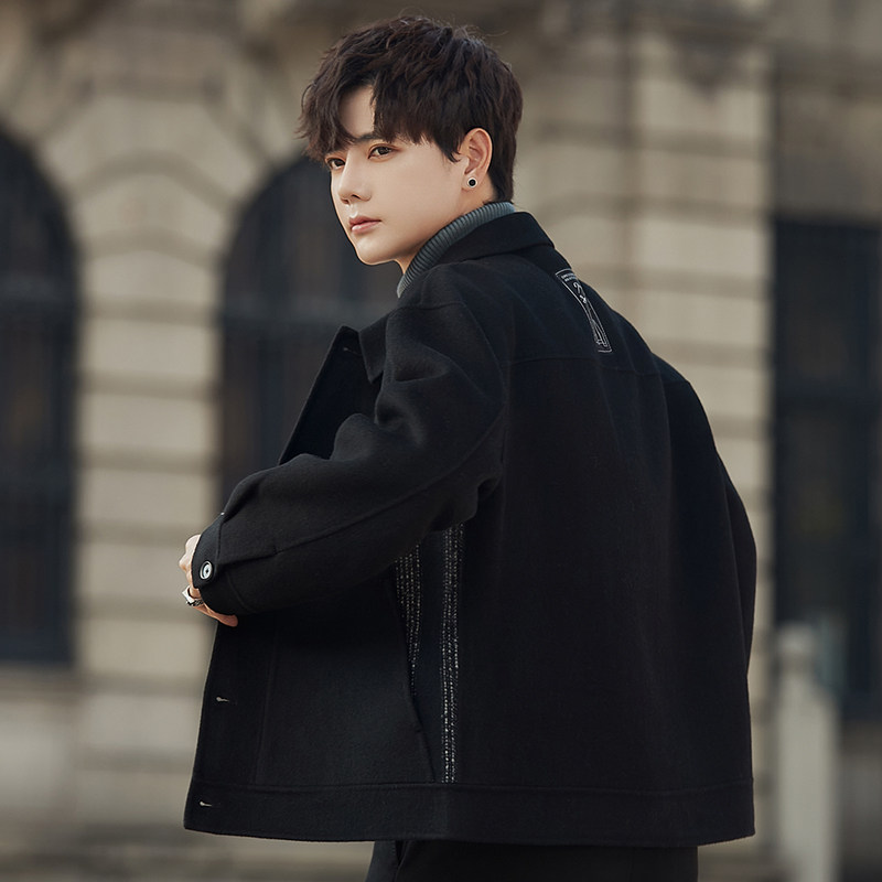 羊毛呢子外套男士双面绒大衣短款秋冬季高级感加厚妮子夹克男新款,男装,毛呢大衣,淘宝优惠券,粉丝福利购,淘宝优惠卷