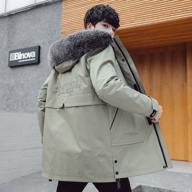 男士派克服獭兔毛水貂内胆皮毛一体外套秋冬季2025新款中长款加厚